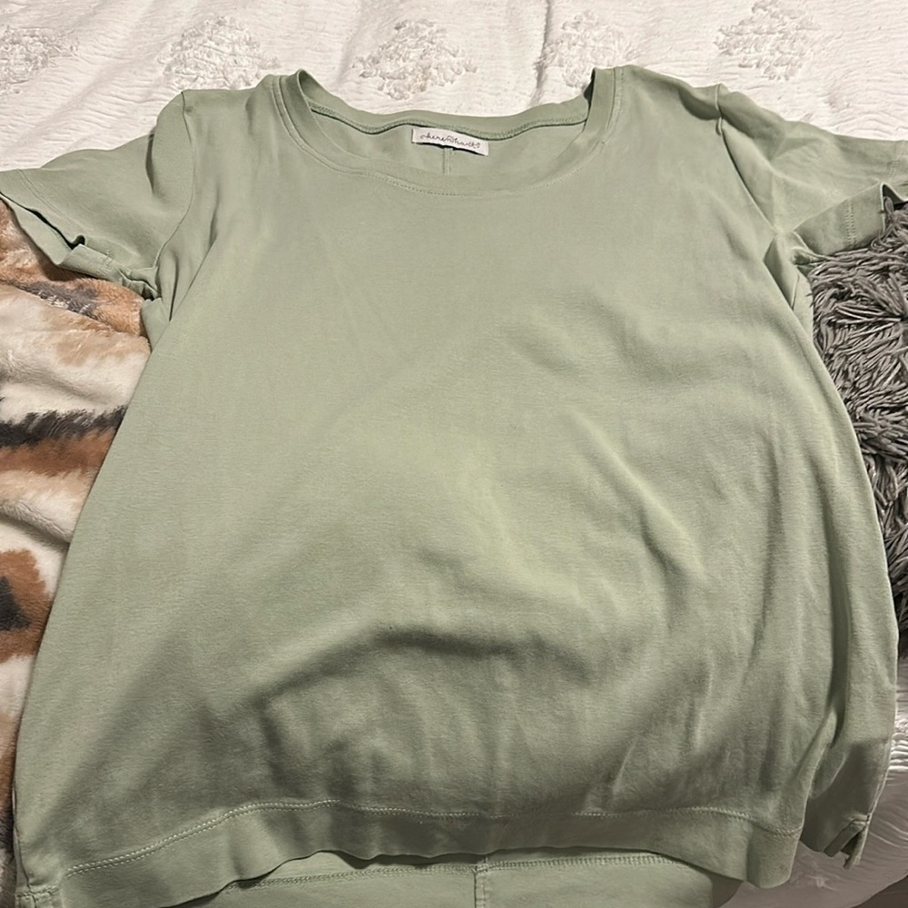 light green t-shirt, super cute, size medium, very flattering